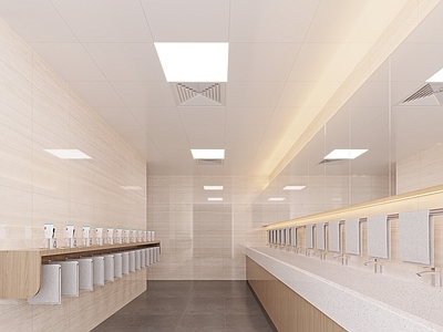 现代公共卫生间 公共洗漱区 卫生间
