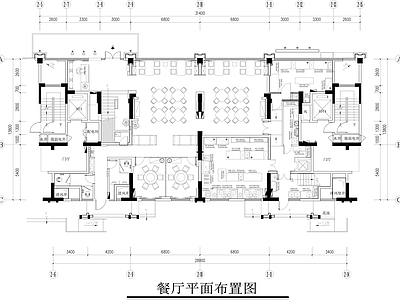新中式中餐厅 300㎡餐厅平面 餐馆设计平面图 主题餐厅平面图 施工图