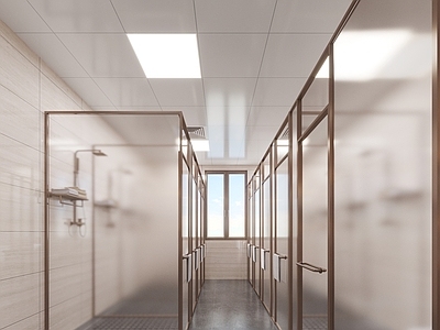 现代公共卫生间 公共淋浴区