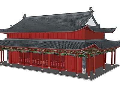 中式寺庙建筑 寺庙大殿