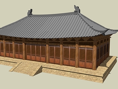 中式寺庙建筑 寺庙大殿