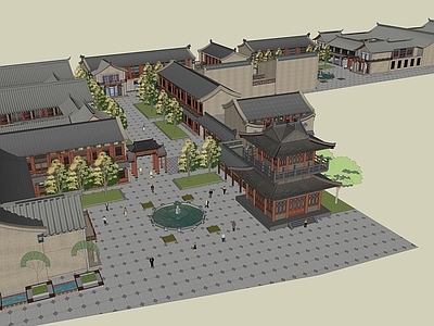 中式古建筑 唐风商业街