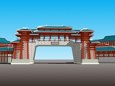 中式风格建筑 下沉广场建筑