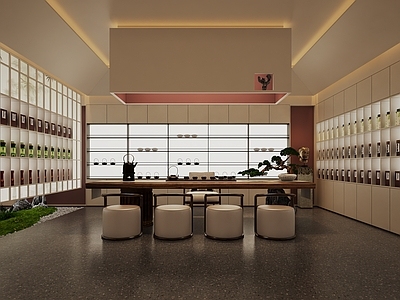 奶油新中式茶叶店 宋式新中式奶油风 茶室茶叶店