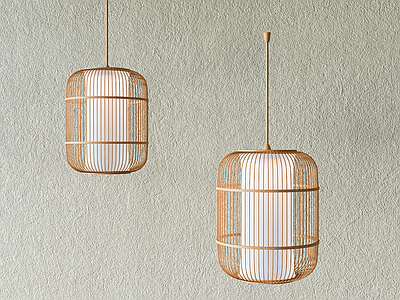 新中式原木格栅灯 原木吊灯 新中式吊灯 吊灯 艺术吊灯 餐厅吊灯