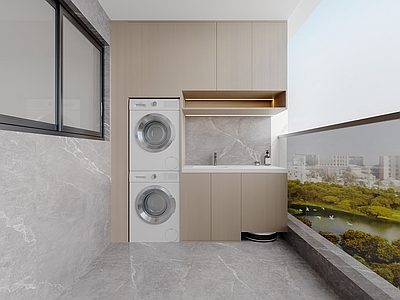 现代阳台 生活阳台 休闲阳台 地下室