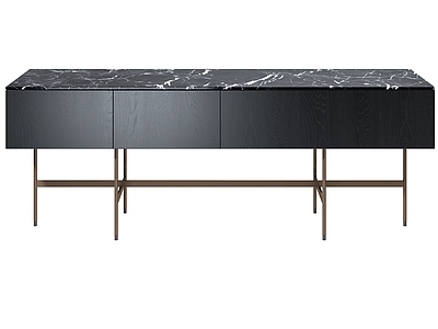 意式极简餐边柜 Minotti 大理石边柜 餐边柜 金属餐边柜 装饰柜