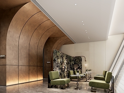 现代轻奢休息区 金属 休息区 轻奢座椅 不锈钢