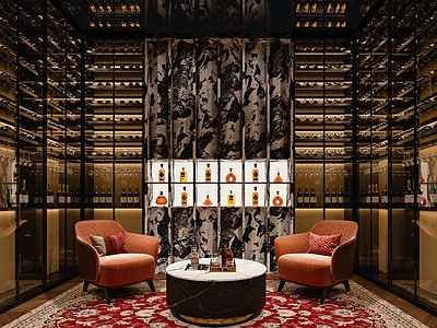 现代美式售楼处 现代售楼部品酒区 现代酒窖