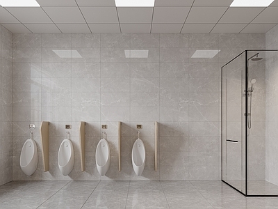 现代原木公共卫生间 公共卫生间 隔间卫生间 小便卫生间