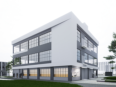 现代研发厂房 现代厂房 现代工业厂房 多层厂房 厂房建筑 现代简约厂房