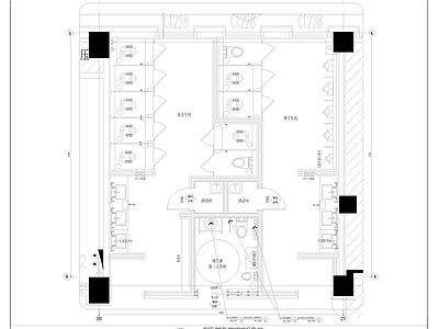 现代公共卫生间 公共卫生 施工图