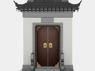 中式古建筑 中式入院大门 苏式将军门
