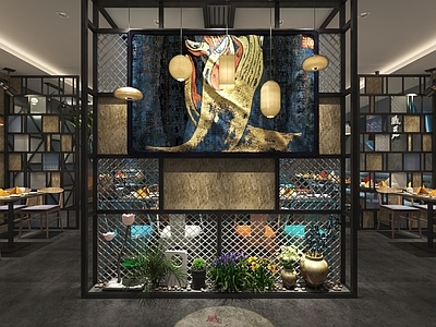 现代工业快餐店 餐厅桌椅组合 工业风桌椅组合 工业风餐厅 铁网背景墙 水泥背景墙