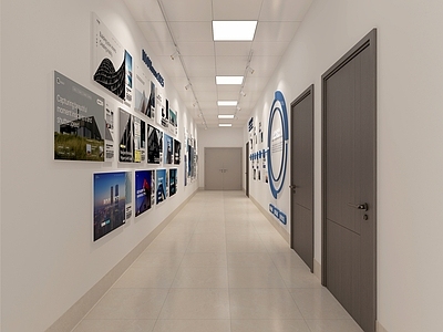 现代走廊 现代风格过道 广告展示墙 logo墙 文化墙 文化展示墙