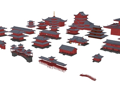 新中式中式古建筑 古建筑组合