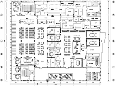 现代食堂 大学食堂设计平面 学校食堂平面图 员工食堂平面图 施工图