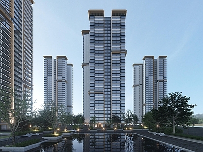简约轻奢高层住宅 贵阳乾麟龙观宸 简约现代豪宅高层 公建化住宅建筑 简约现代曲线建筑 酒店化住宅建筑