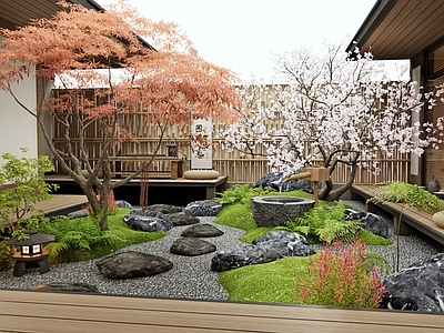 日式庭院 乡村庭院 民宿庭院 别墅庭院 枯山水 苔藓微地形