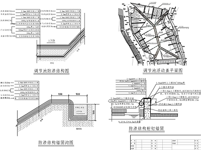 建筑综合节点 防渗结构及浮动盖 施工图
