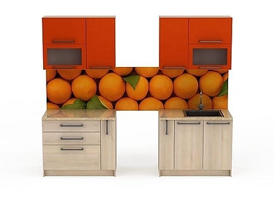 现代橙色橱柜