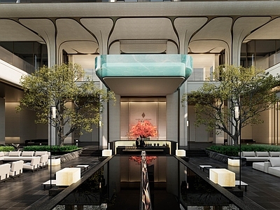 简约轻奢其他酒店空间 酒店式公区设计 中庭 龙湖奢华酒店公区 龙湖售楼处公区 中庭公区休息空间