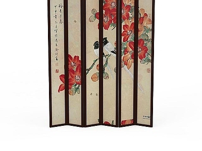 现代绣花屏风
