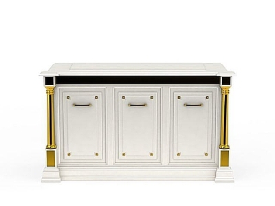 现代白色镶金柱边柜