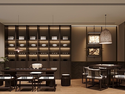 新中式现代茶餐厅 茶室包房 娱乐室包房 麻将房