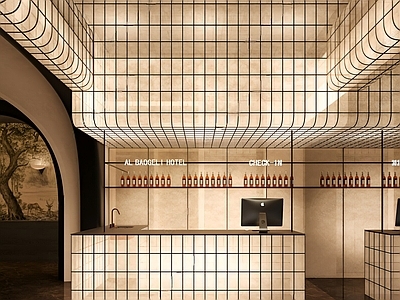 日式酒店大堂 日式轻奢酒店 酒店大厅 酒店前台