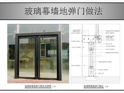 玻璃门节点 玻璃地弹门做法 施工图