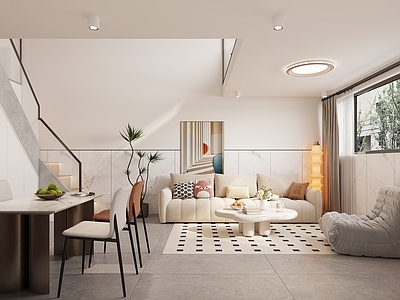 现代简约公寓 复式公寓 现代简约公寓 挂画 沙发