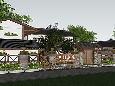 新中式民宿建筑 平地民宿建筑
