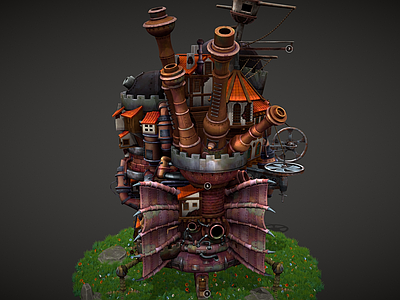 现代艺术风格建筑 移动城堡 蒸汽朋克房车 机械房车 科幻房屋 幻想建筑