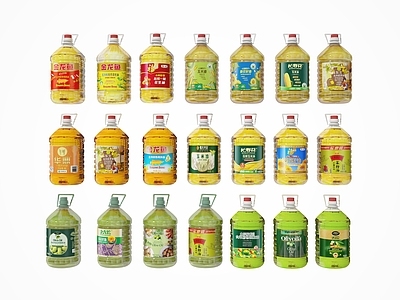 现代摆件组合 油 油瓶 玉米油 花生油