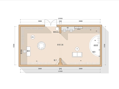 现代奶油服装店 童装店平面布置图 施工图