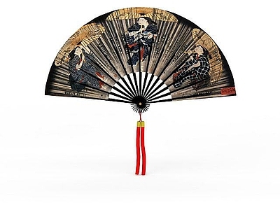 现代人物印花折扇