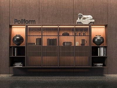 中古新中式玄关柜 Poliform Code边柜 餐边柜 端景玄关柜 格栅储物柜
