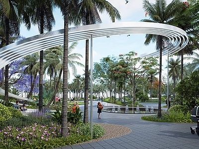 现代极简廊架 圆形 半圆形廊架 异形廊架 弧形廊架 金属廊架 水景构筑