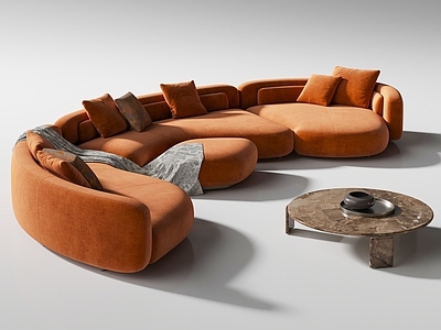中古现代多人沙发 Minotti Bezier 弧形沙发 大空间沙发 沙发茶几组合