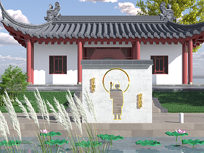 中式新中式古建 创意隐壁墙 古建 外景