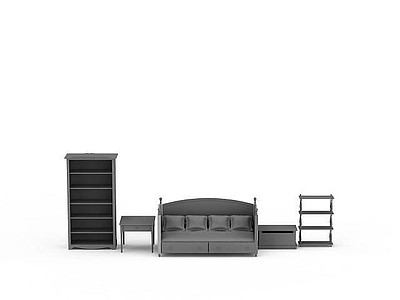 现代卧室床柜组合