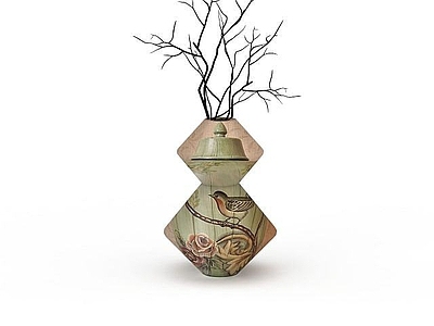 现代精美花鸟印花陶艺花瓶