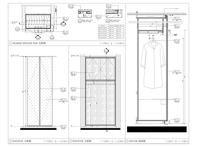 柜体节点 衣帽柜详图 衣帽间详图 施工图