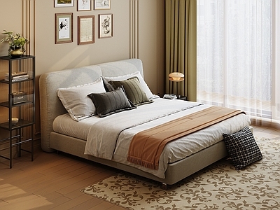 中古新中式双人床 布艺床 铁艺床 主卧床 悬浮床 地台床