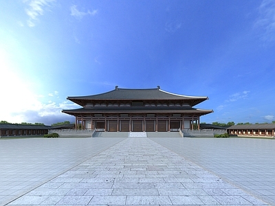 中古复古古建 古建 中式建筑 庙宇 寺庙 大雄宝殿