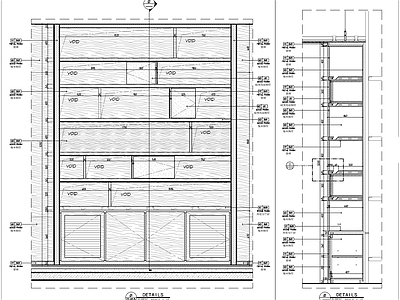 柜体节点 橡木背景柜节点图 施工图