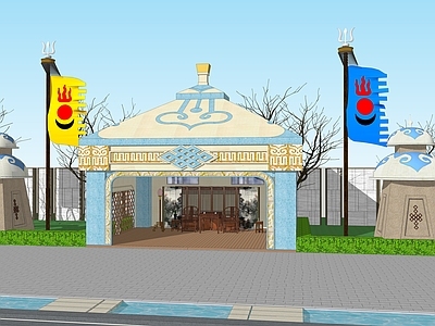 现代亭子 蒙古族亭子 蒙古包