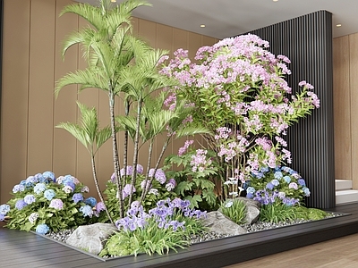 植物组合 花境 绣球花 花草 室内植物造景 楼梯间植物景观