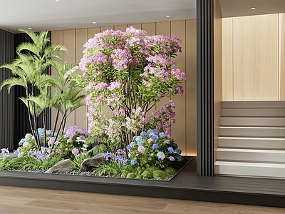 现代楼梯间 景观楼梯间 室内植物景观 植物组合 花草 绣球花